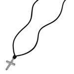 Fossil Machine Necklace Black leather cross pendant - JF05006040