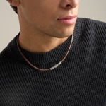 Fossil Machine Necklace with Rondelles, Brown Leather - JF05007998
