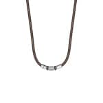 Fossil Machine Necklace with Rondelles, Brown Leather - JF05007998
