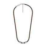 Fossil Machine Necklace with Rondelles, Brown Leather - JF05007998