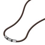 Fossil Machine Necklace with Rondelles, Brown Leather - JF05007998