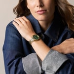 Fossil Scarlette Day-Date Goldig / Grün 34mm - ES5460