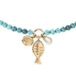 Fossil Sutton By The Sea Armband aus türkisblauen Acrylperlen mit Muscheln - JA7319710