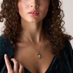 Fossil Sutton necklace Shaky Glitz pendant moon star stainless steel gold-coloured - JF04893710