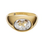 Fossil Sutton signet ring Shaky Glitz moon star stainless steel gold-coloured