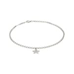 Fusskette 925 Silber rhodiniert mit Zirkonia 26cm, Stern