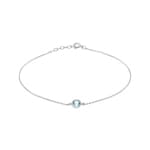 Fusskette 925 Silber rhodiniert mit Zirkonia blau 26cm