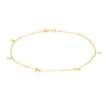 Chaîne pour cheville forçat or jaune 750/18 ct avec zircones - 777801ZIR