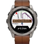 Garmin Fenix 8 - 51mm AMOLED Sapphire Graphite / Cuir marron - 010-02905-40