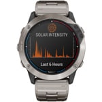 Garmin Quatix 6X Pro Solar Schwarz, Titan-Lünette, Titanarmband + Silikonarmband Himmelblau