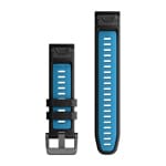 Garmin QuickFit Bracelet en Silicone Noir / Bleu Cirrus 22mm - 010-13280-05
