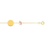 Engravable Bracelet 375/9 K Yellow Gold round with Unicorn
