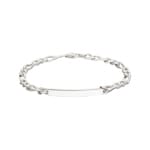 Engravable Figaro Bracelet 2+1 925 Silver rhodium-plated 4.0mm
