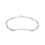 Gravurarmband Figaro 3+1 925 Silber rhodiniert 3.5mm