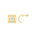 Half Hoop Earrings 375/9 K Yellow Gold two-tone