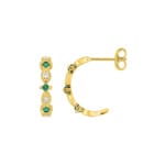 Halbcreolen 750/18 K Gelbgold mit Smaragden & Diamanten 0.06ct - 2.7537.E0