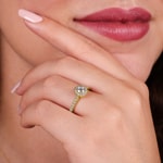 Bague diamant halo or jaune 750/18 ct 0.56 ct G/si - RI-6446-03-GG