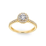Bague diamant halo or jaune 750/18 ct 0.85 ct G/si - RI-6445-03-GG