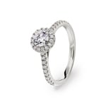 Bague diamant halo or gris 750/18 ct 0.85 ct G/si