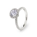 Bague diamant halo or gris 750/18 ct 1.63 ct G/si