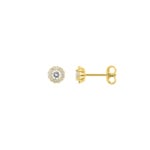 Halo Stud Earrings 375/9 K Yellow Gold with Lab Grown Diamonds 0.25 ct