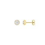 Clous d'oreilles halo or jaune 375/9 ct avec diamants de laboratoire 0.40 ct