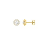Clous d'oreilles halo or jaune 375/9 ct avec diamants de laboratoire 0.74 ct