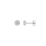 Halo Stud Earrings 375/9 K White Gold with Lab Grown Diamonds 0.30 ct