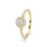 Halo Ring 375/9 K Gelbgold mit Lab Grown Diamanten 0.45 ct