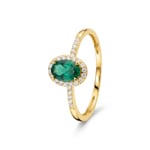 Halo Ring 375/9 K Gelbgold mit Lab Grown Smaragd & Diamanten 0.11 ct - 9KLGE101Y