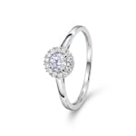 Halo Ring 375/9 K Weissgold mit Lab Grown Diamanten 0.28 ct