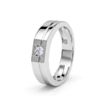 Herrenring 375/9 K Weissgold mit Lab Grown Diamant 0.15 ct