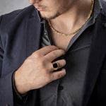 Herrenring 750/18 K Gelbgold mit Onyx - PR03697-15-GG