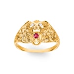 Herrenring 750/18 K Gelbgold mit Rubin und Diamanten 0.03 ct H/si, Löwe - PR11835-2-GG