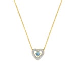 Herz Collier 375/9 K Gelbgold mit Blautopas & Zirkonia
