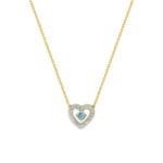 Collier cœur or jaune 750/18 ct avec topaze bleue & zircones - 3.7335.T3
