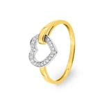 Herz Ring 375/9 K Gelbgold bicolor mit Zirkonia
