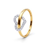 Herz Ring 375/9 K Gelbgold bicolor mit Zirkonia - 9KID022BZ