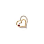 Herzanhänger 750/18 K Gelbgold mit Diamanten 0.12 ct & Rubin - AN-73707-RUB-GG