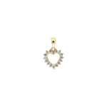 Pendetif cœur or jaune 750/18 ct avec diamants 0.26 ct H/si