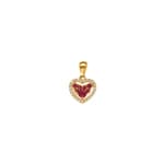 Heart Pendant 750/18 K Yellow Gold with Rubies & Diamonds 0.08 ct H/si