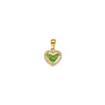 Heart Pendant 750/18 K Yellow Gold with green Garnets & Diamonds 0.08 ct H/si