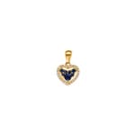 Heart Pendant 750/18 K Yellow Gold with Sapphires & Diamonds 0.08 ct H/si