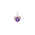 Heart Pendant 750/18 K Rose Gold with round Amethyst and Diamonds 0.02 ct H/si