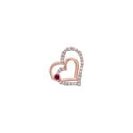 Herzanhänger 750/18 K Roségold mit Diamanten 0.12 ct & Rubin