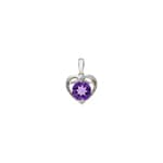 Herzanhänger 750/18 K Weissgold mit Amethyst rund und Diamanten 0.02 ct H/si