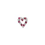 Heart Pendant 750/18 K White Gold with Diamonds 0.02 ct H/si and Rubies - PP05698-3-WG