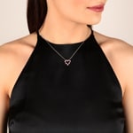 Heart Pendant 750/18 K White Gold with Diamonds 0.02 ct H/si and Rubies - PP05698-3-WG