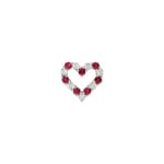 Pendentif cœur or gris 750/18 ct avec diamants 0.02 ct H/si & rubis