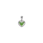 Heart Pendant 750/18 K White Gold with green Garnets & Diamonds 0.08 ct H/si